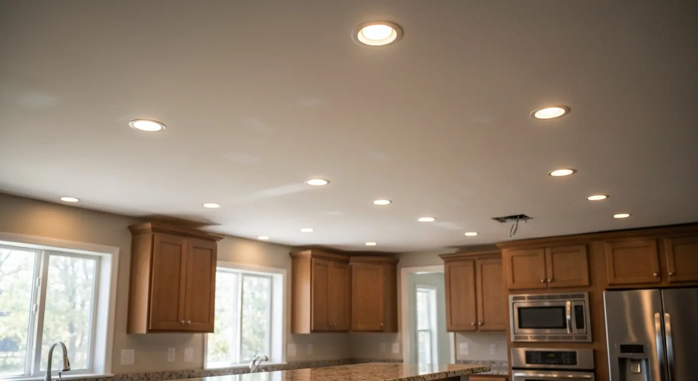 Recessed ceiling lighting in kitchen