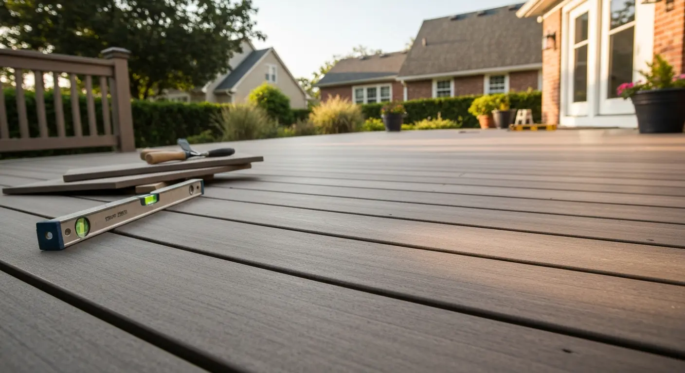 Composite deck board close-up