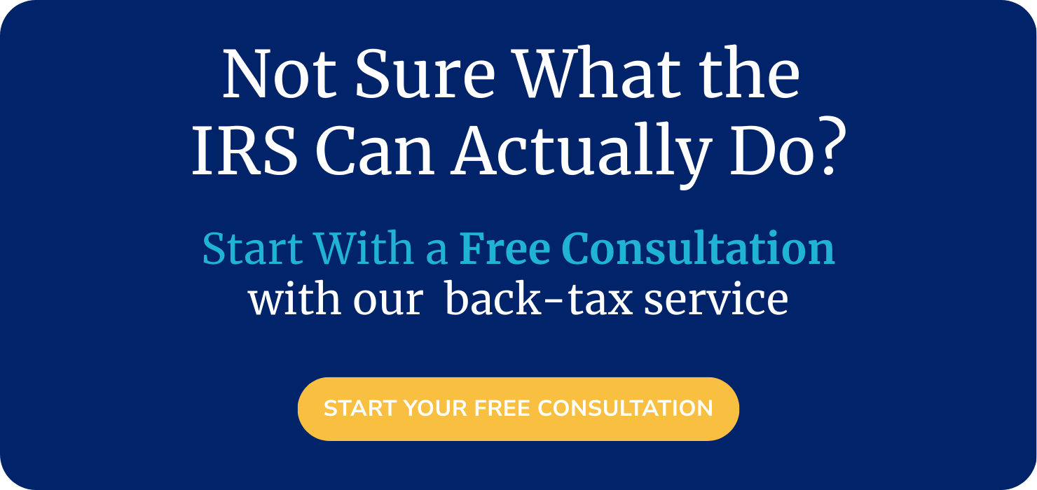 Free consultation banner for IRS back tax help and wage garnishment prevention Free consultation banner for IRS back tax help and wage garnishment prevention