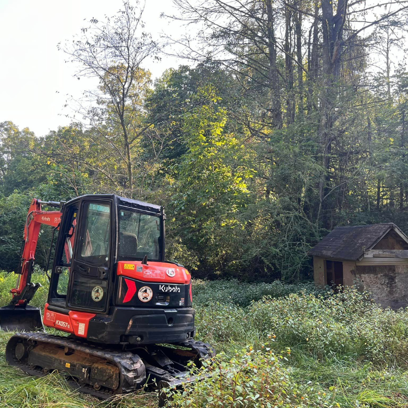 Explicit Land & Tree crew forestry mulching brush and small trees in place in Georgia