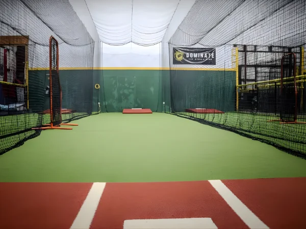  Indoor batting cages with turf lanes and nets at Fieldhouse Training Center