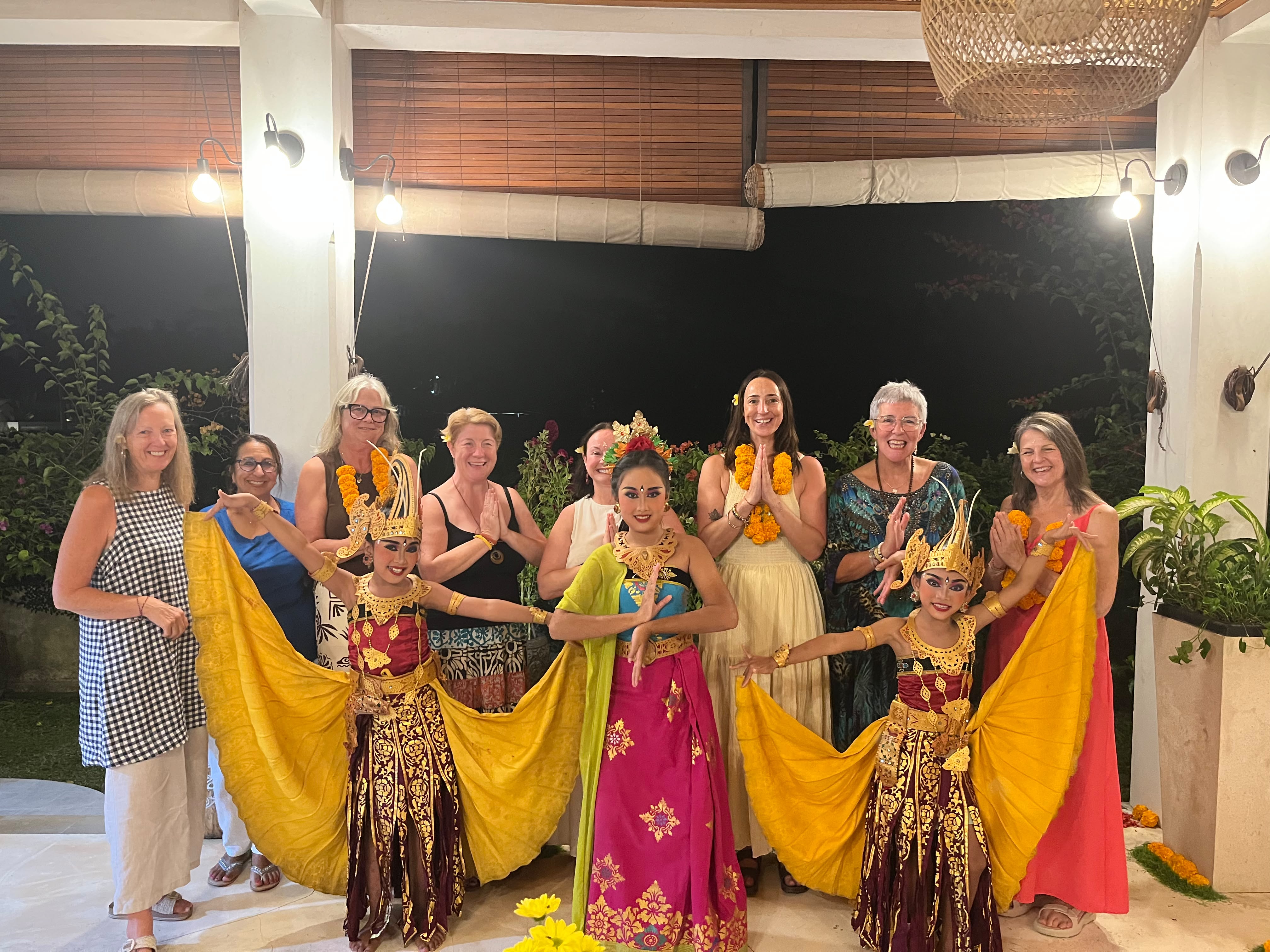 Retreat guests dressed in Balinese costume