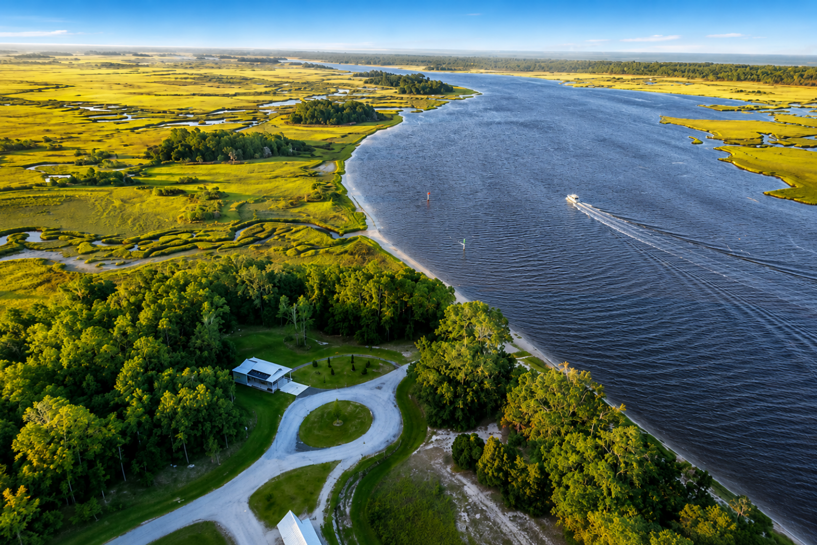 Aerial view of Nocatee Landing along the Intracoastal Waterway in Ponte Vedra, Florida