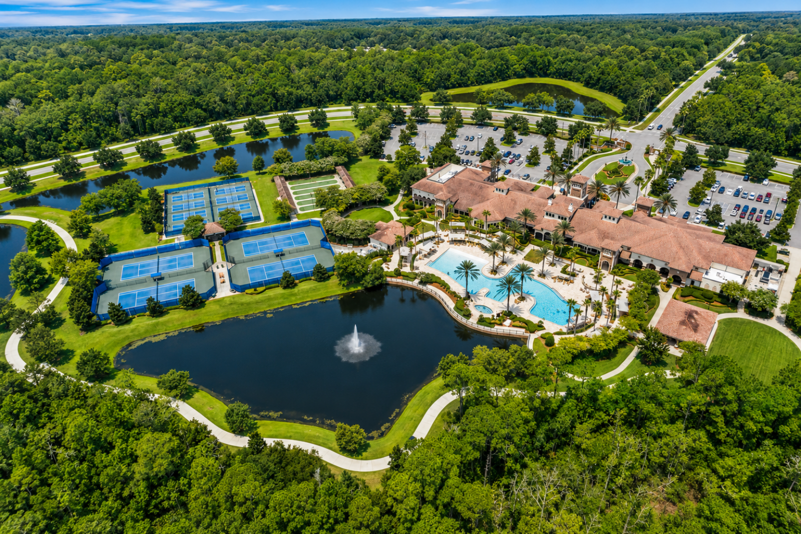 Aerial view of the private Del Webb Ponte Vedra amenities in Nocatee, Florida Aerial view of the private Del Webb Ponte Vedra amenities in Nocatee, Florida