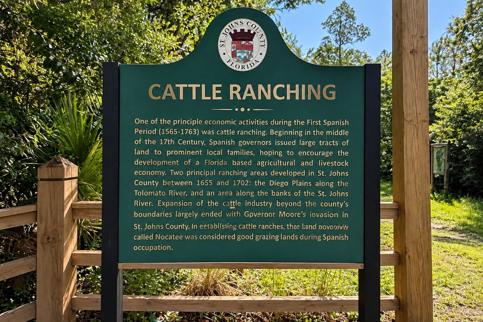 Cattle Ranching historical marker at the Nocatee Preserve trailhead