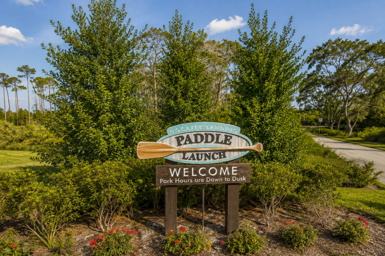Nocatee Landing Paddle Launch entrance sign in Nocatee