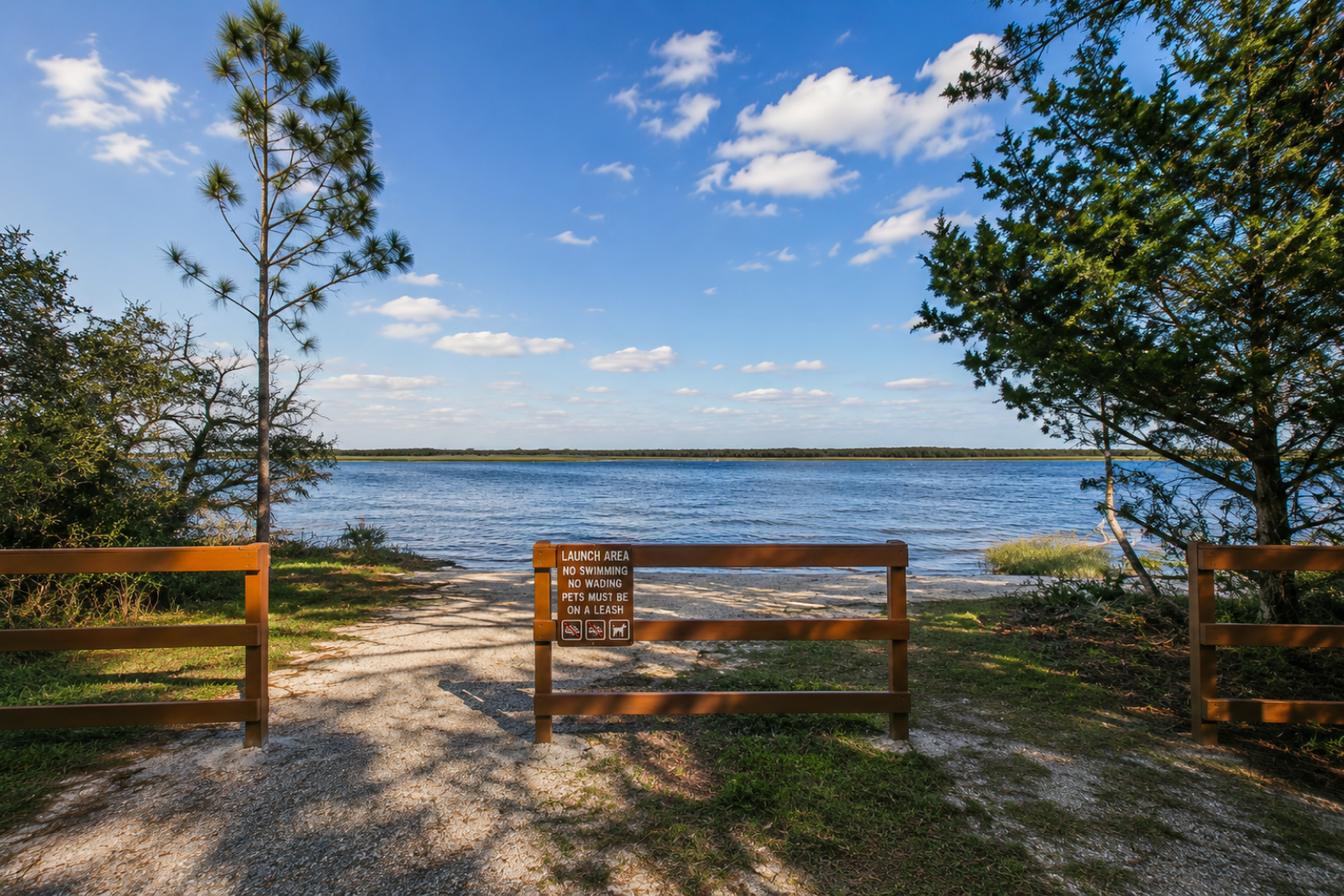 Waterfront paddle launch at Nocatee Landing with posted launch area rules