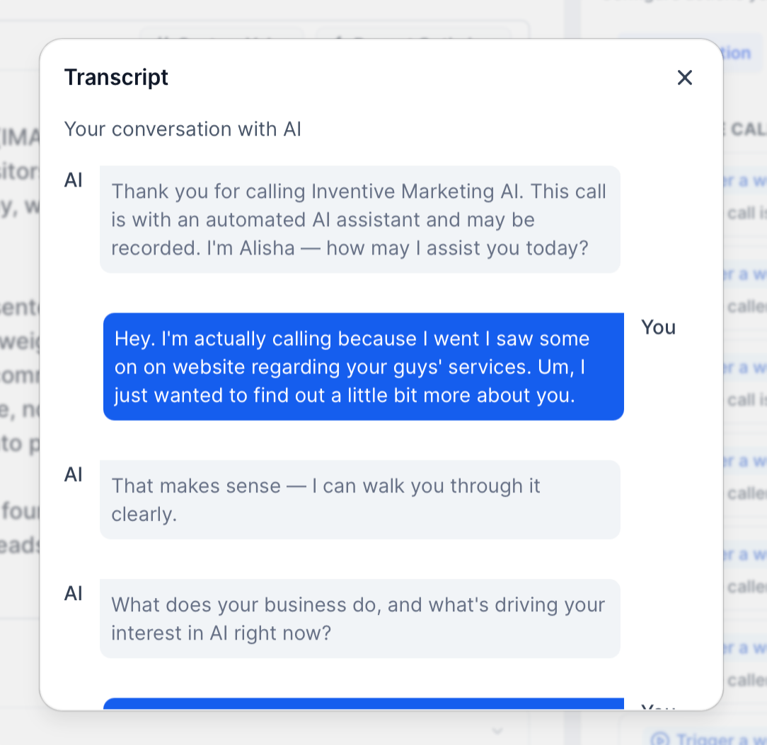 Live call transcript - Automated Intelligence disclosure