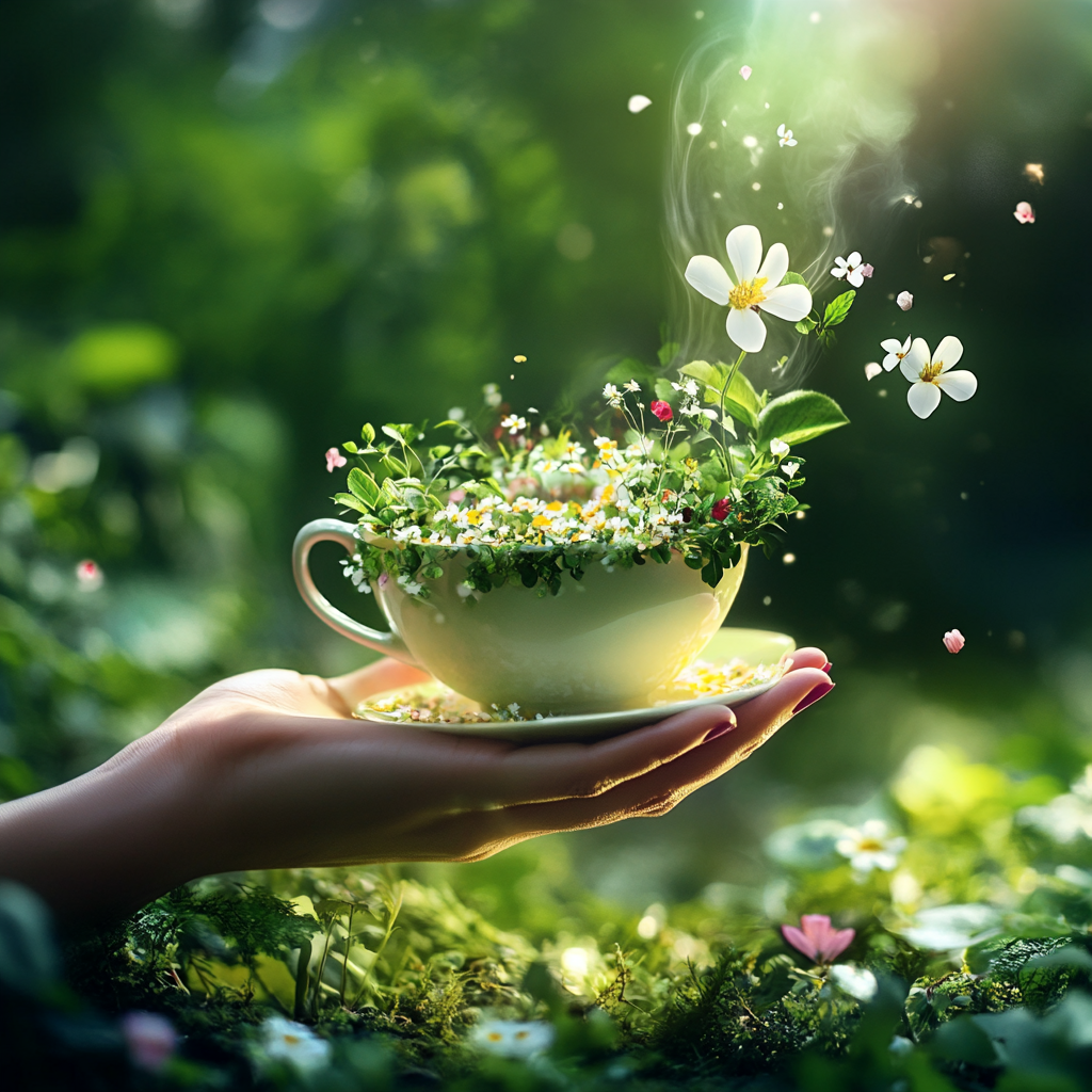 a cup full of fresh chamomile