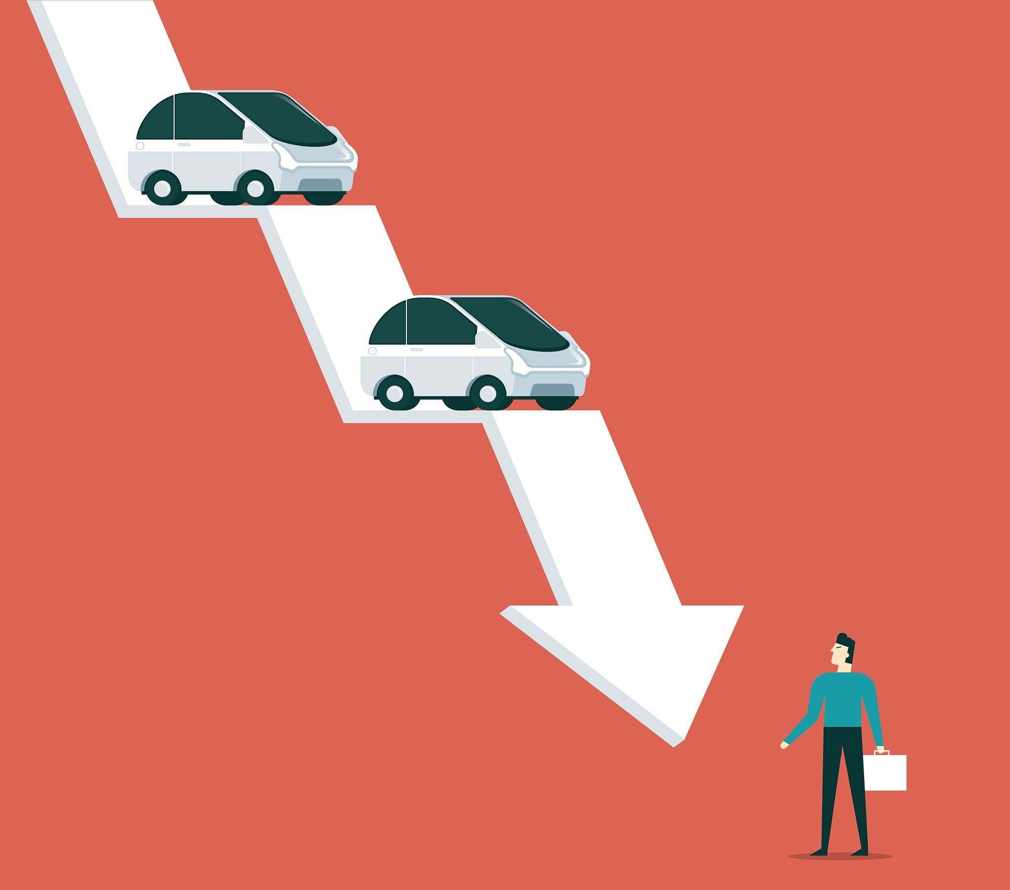 A minimalist corporate newsletter banner featuring a realistic, high-end silver Audi e-tron electric car parked in the center. Behind the car, a clean, glowing circular ring icon in teal green. To the side, a simple, elegant stack of gold coins. The background is a solid, clean corporate navy blue. Minimalist aesthetic, sharp focus, professional lighting, with no text or numbers inside the image.