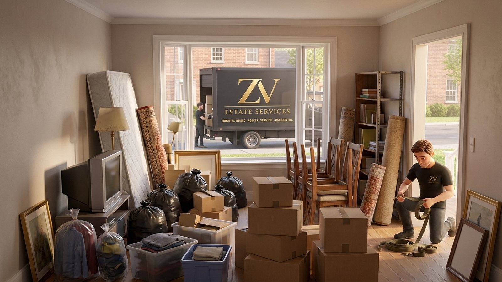 Emptied listing being prepared for real estate photography by the ZV crew
