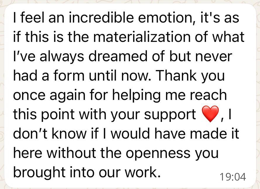 Client testimonial expressing gratitude for career guidance and next-step clarity.