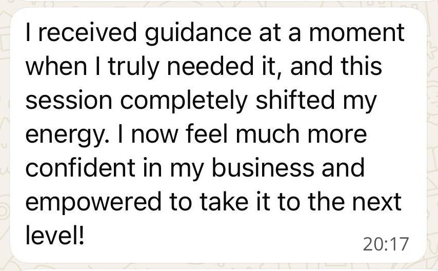 Client testimonial reflecting on powerful insights and breakthroughs achieved in 90 minutes.