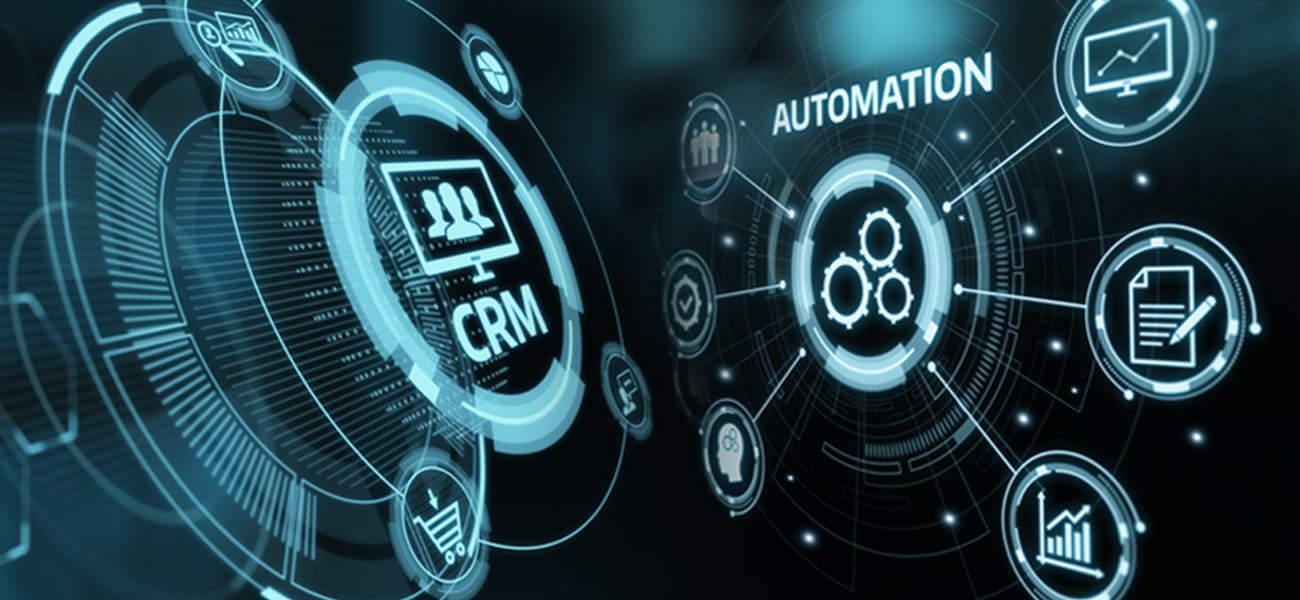 Visual metaphor of interconnected tools symbolizing CRM and business automation