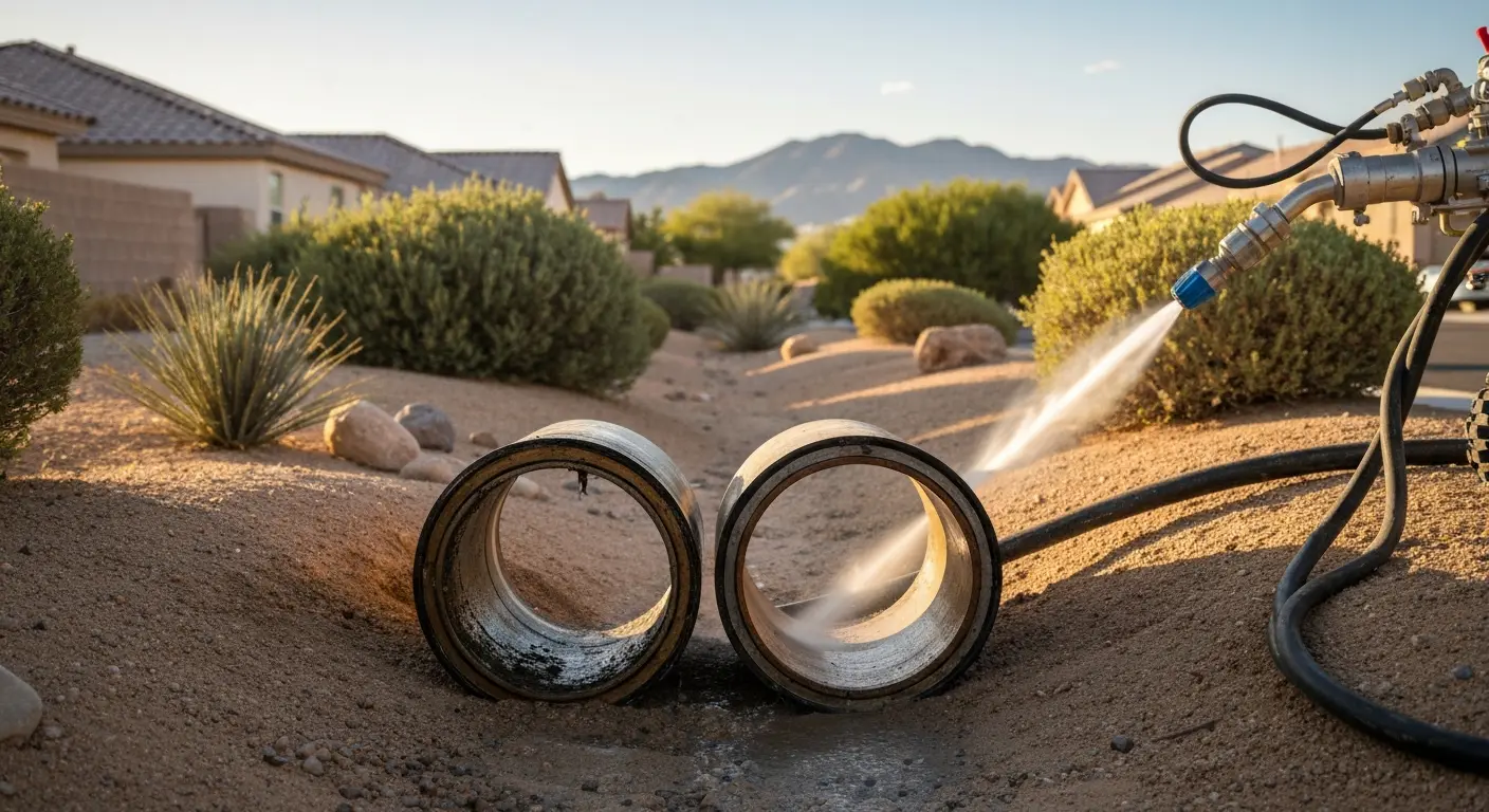 Hydrojetting sewer line