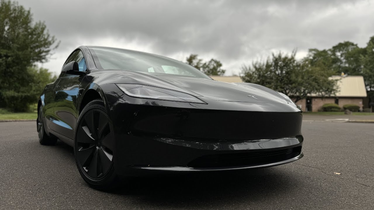 Pablo's Tesla photographed outside from the front quarter