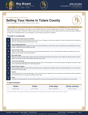 Cover of the Selling Your Home in Tulare County guide