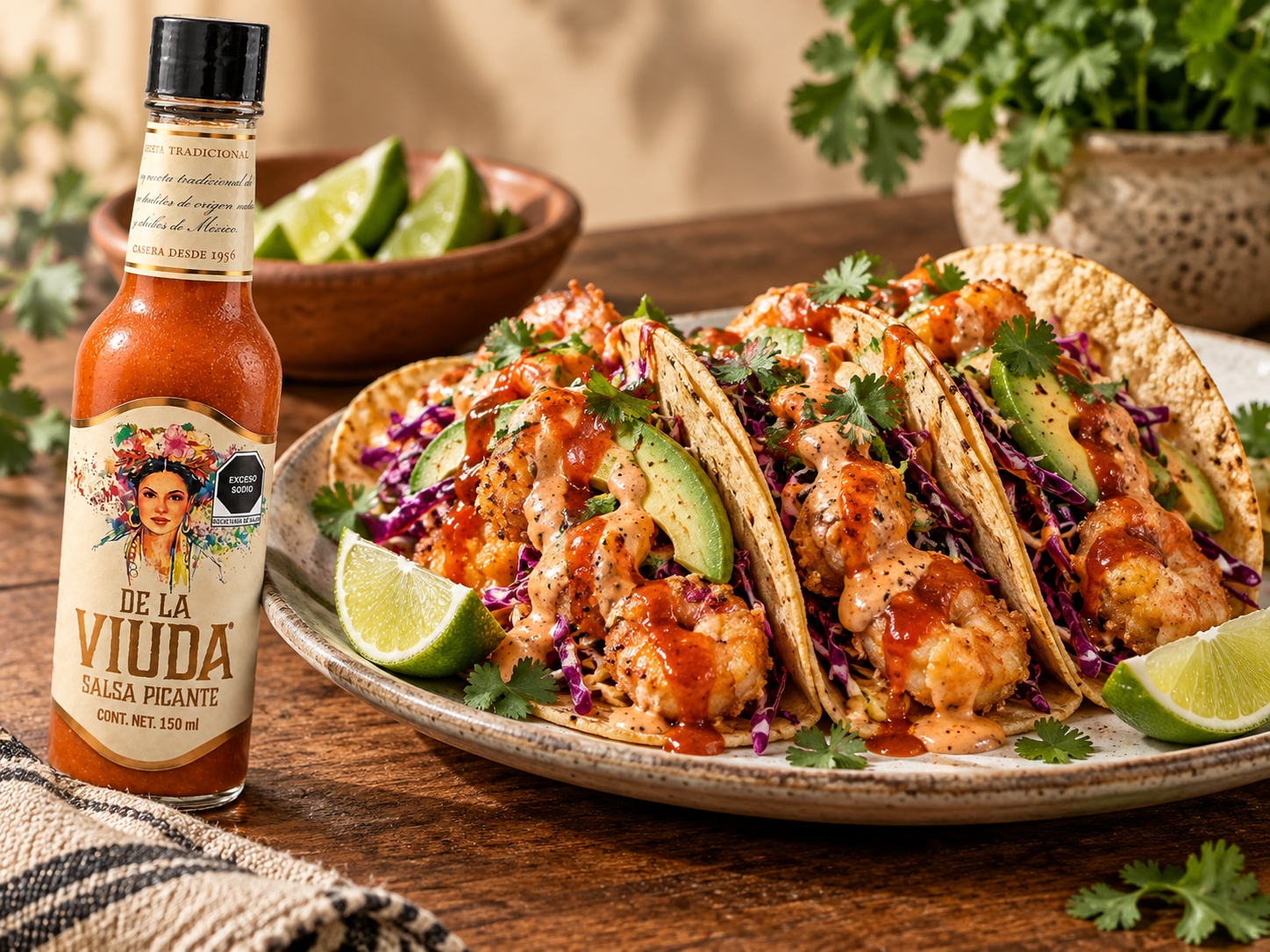 Tacos de Camaron en salsa Roja 