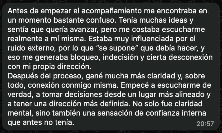 Mensaje de Lucía Blasco sobre su proceso con Empresaria Raíz