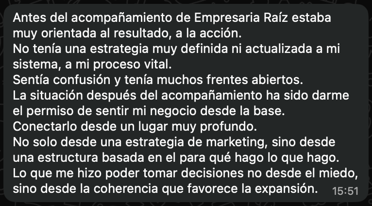 Mensaje de Miriam Bravo sobre su proceso con Empresaria Raíz
