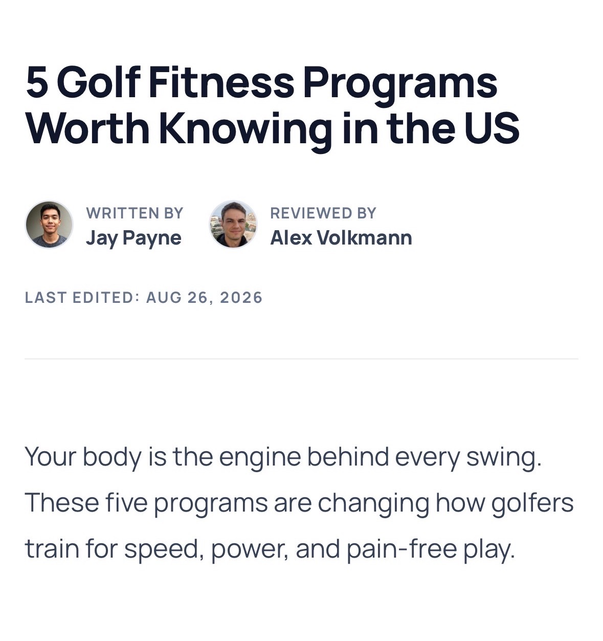 Best Golf Performance Programs