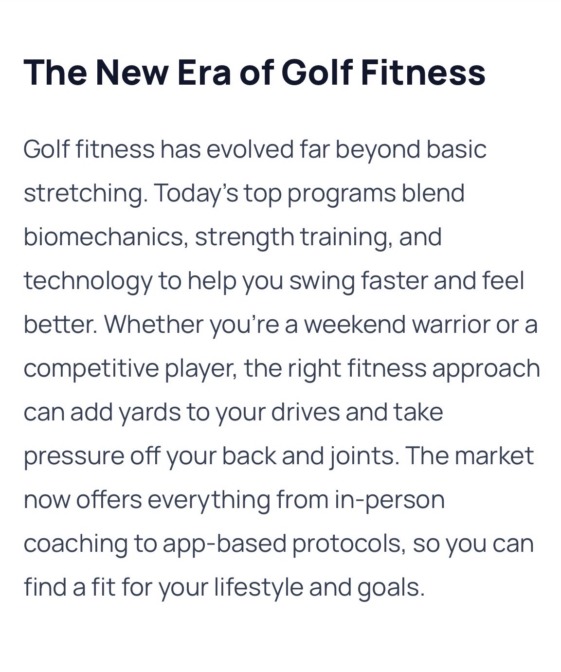 New Era for Golf Fitness
