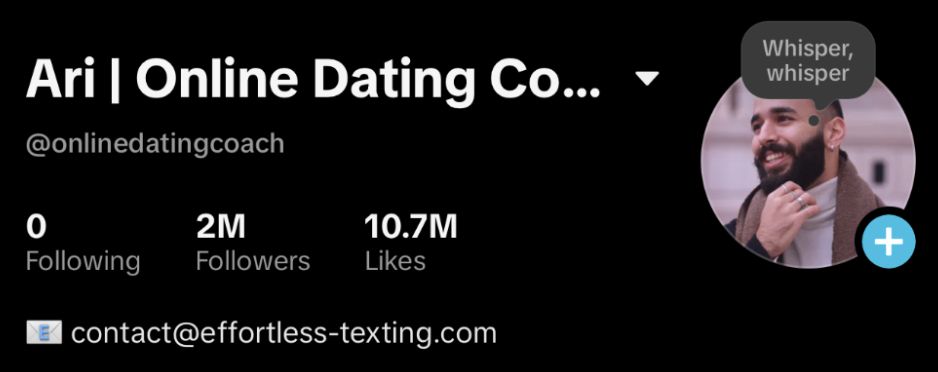 TikTok profile showing 2 million followers