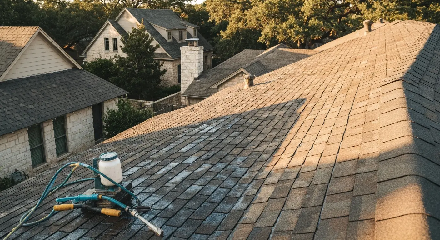 Elements protectant application on Austin roof