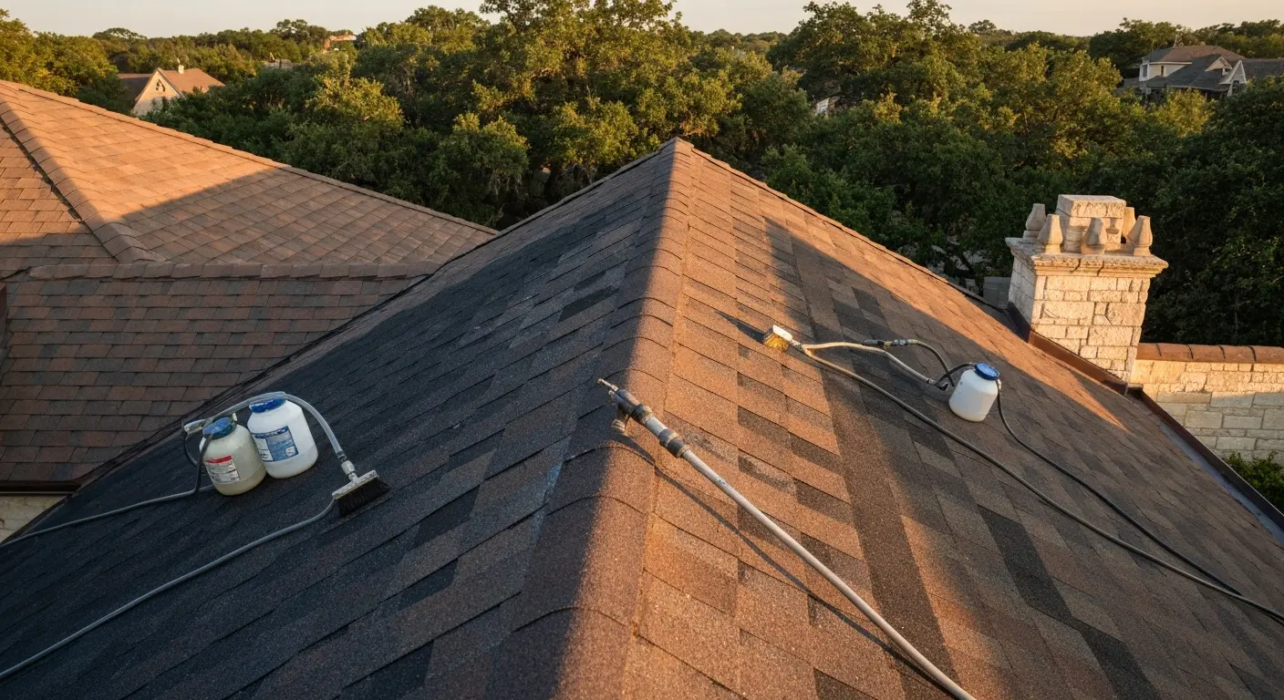 Shingle rejuvenation treatment applied to Austin roof