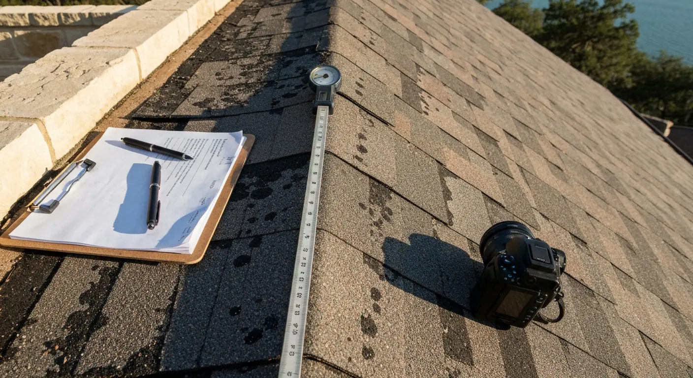 Hail damage inspection on Lake Travis roof