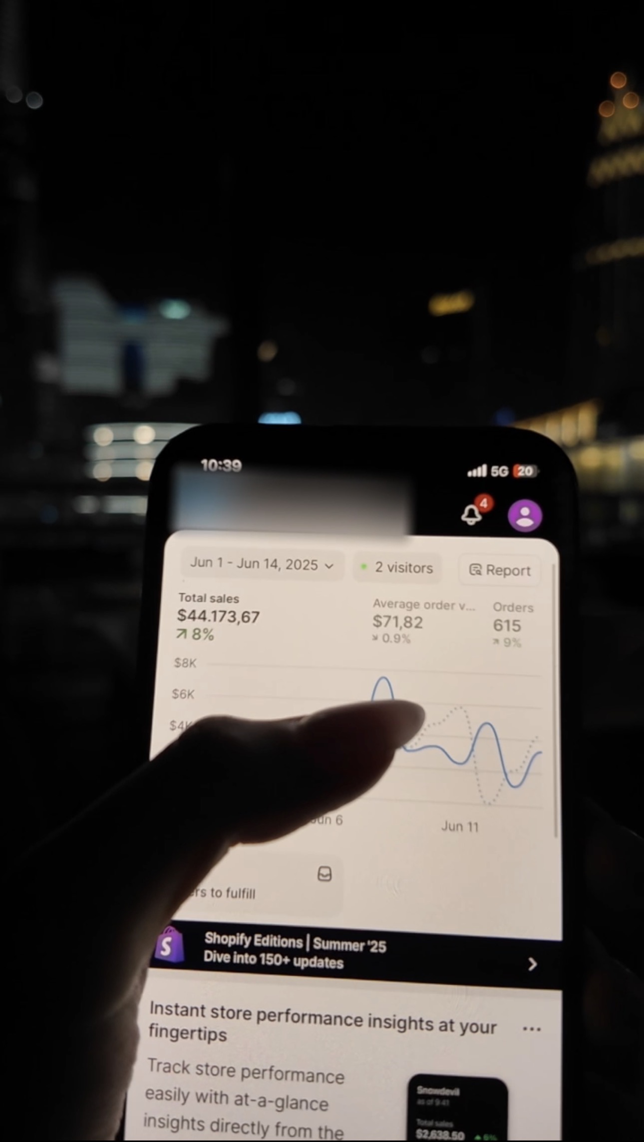 Kate's store dashboard