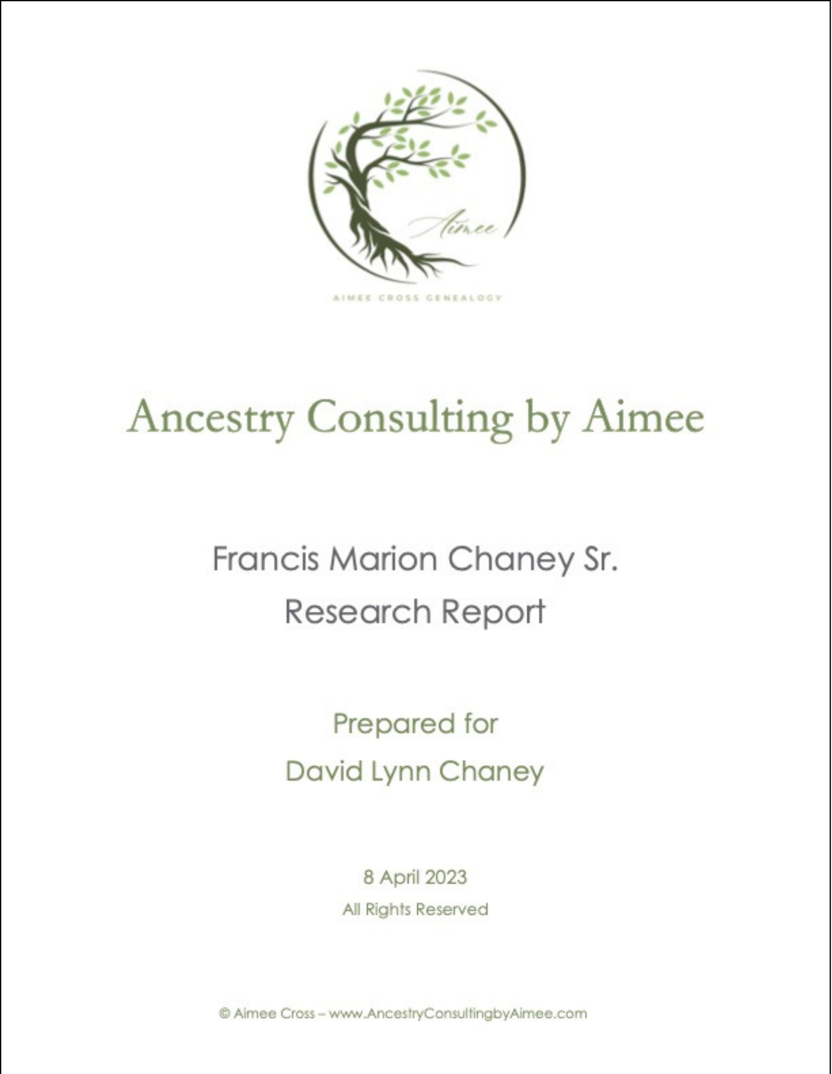 Custom genealogy research by Aimee Cross