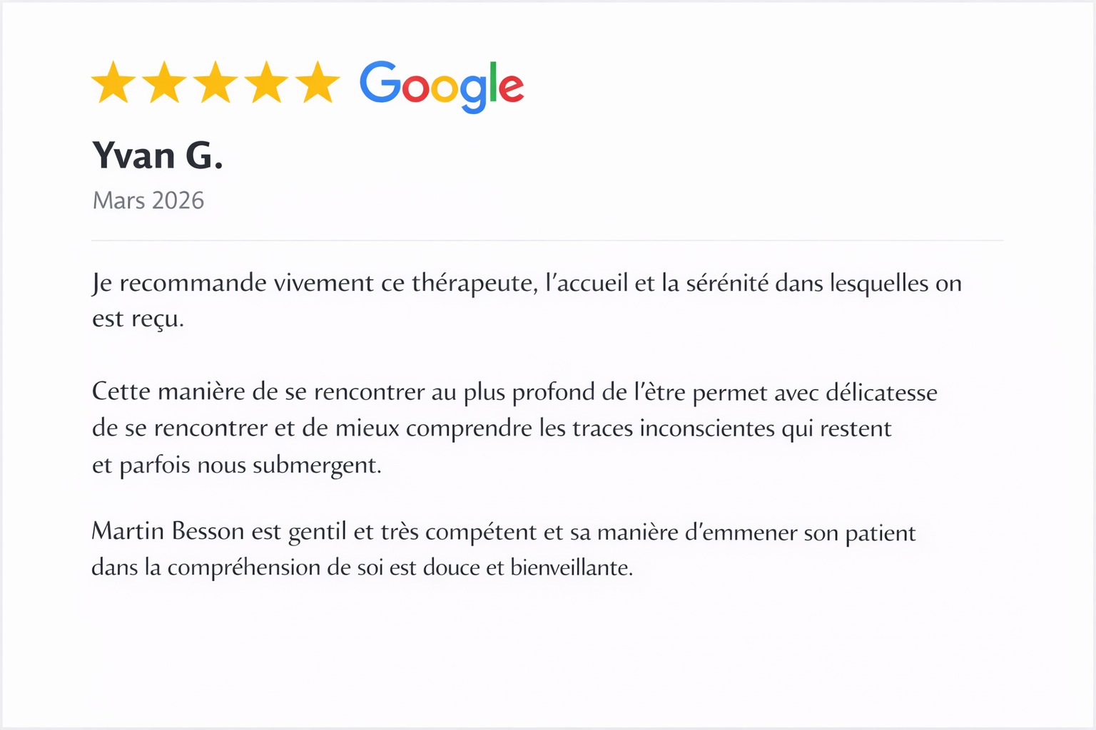 Avis Google Martin Besson
