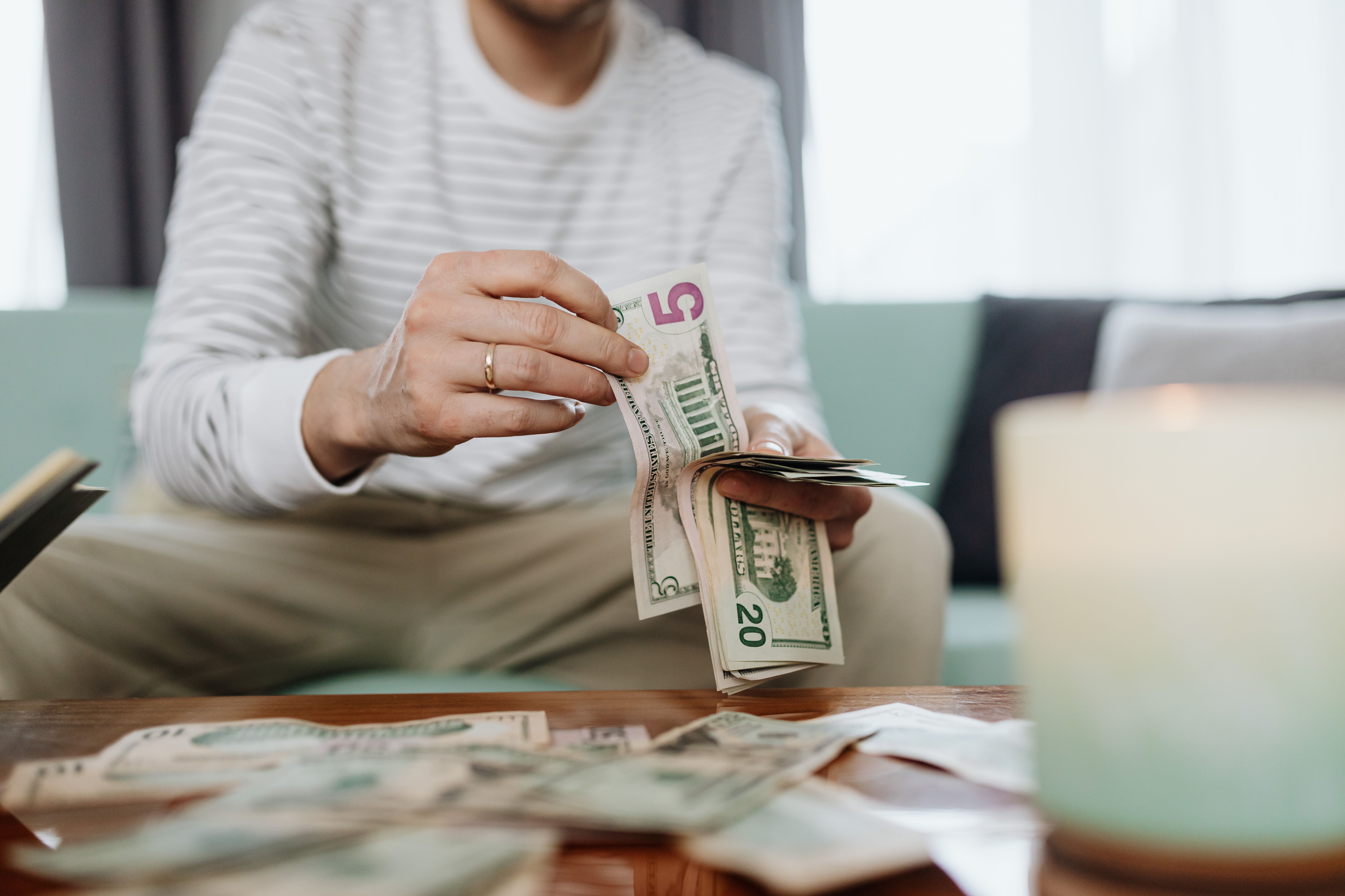 a man counting cash