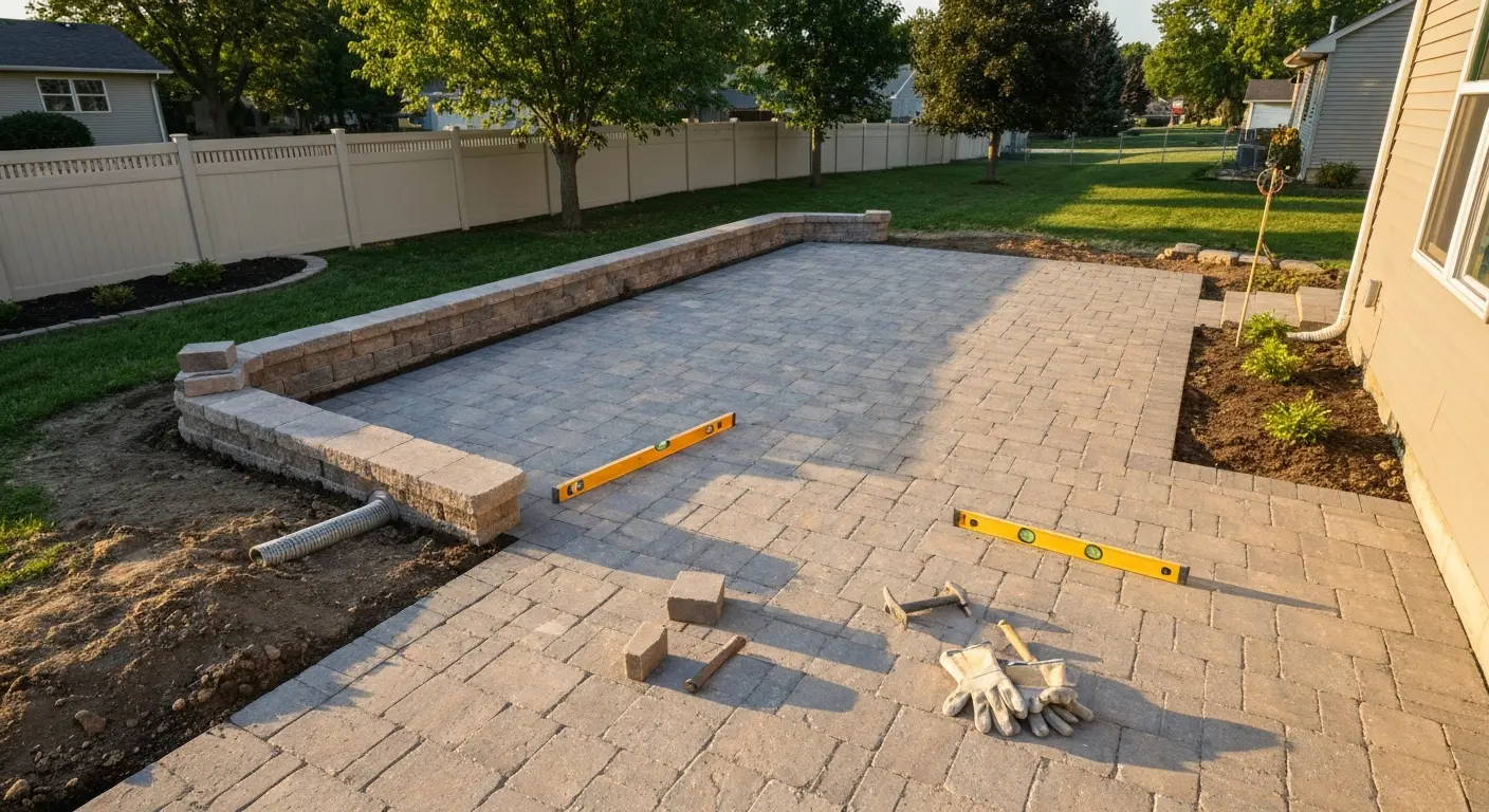 Backyard renovation with hardscaping