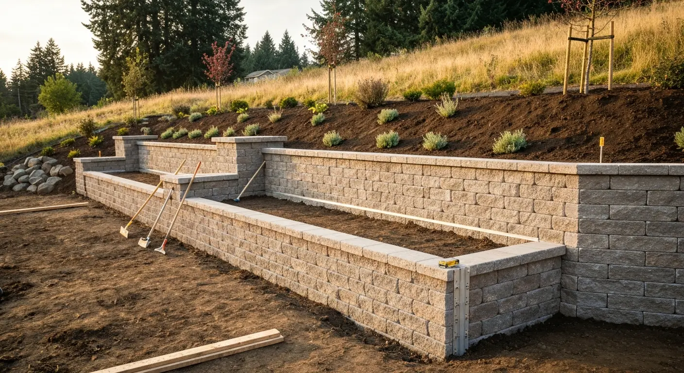 Retaining wall installation