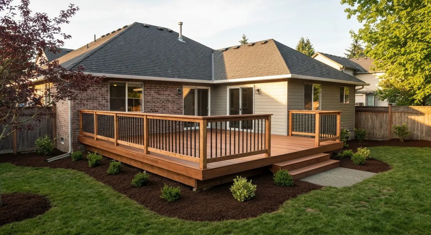 Backyard renovation with deck