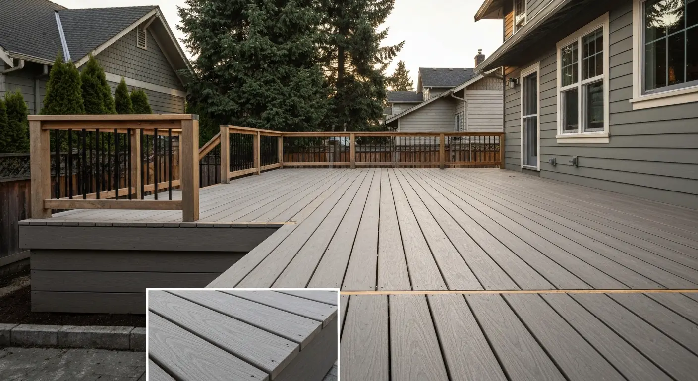 Composite deck with clean finish
