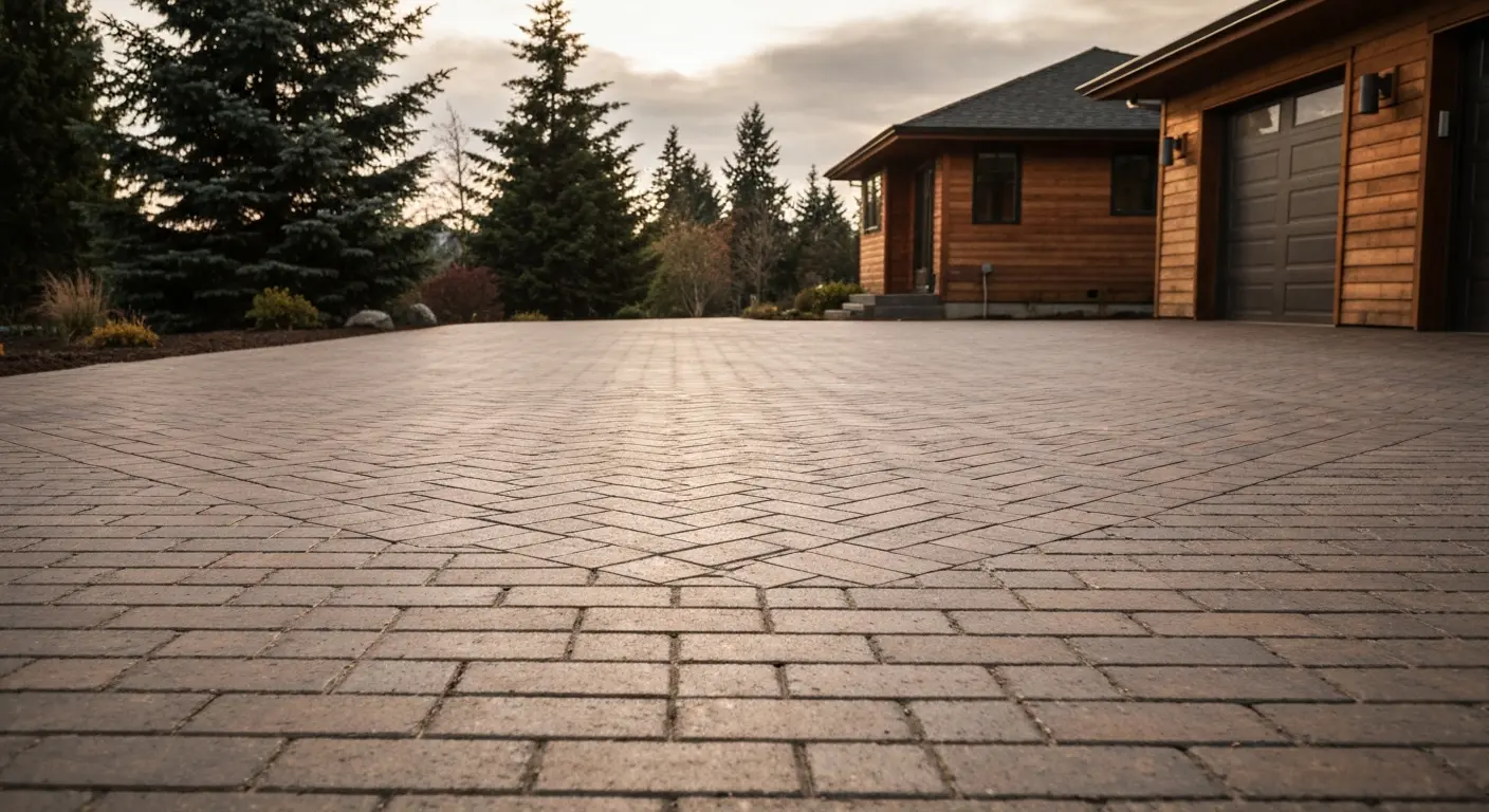 Paver driveway leading to Camas home