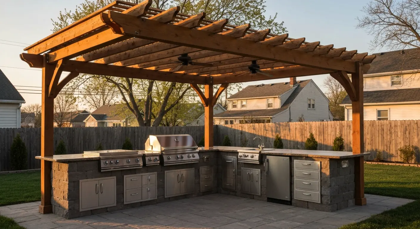 Outdoor kitchen and pergola