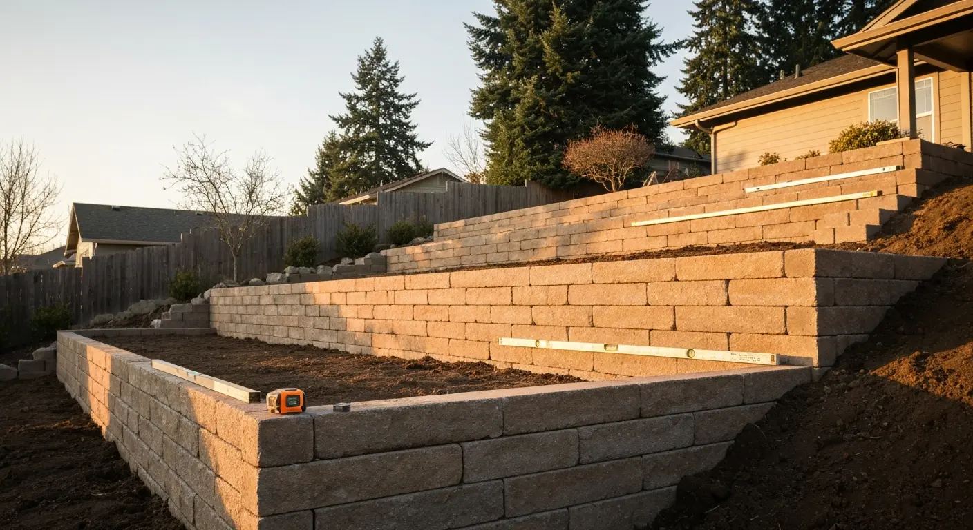 Retaining wall in sloped Camas yard