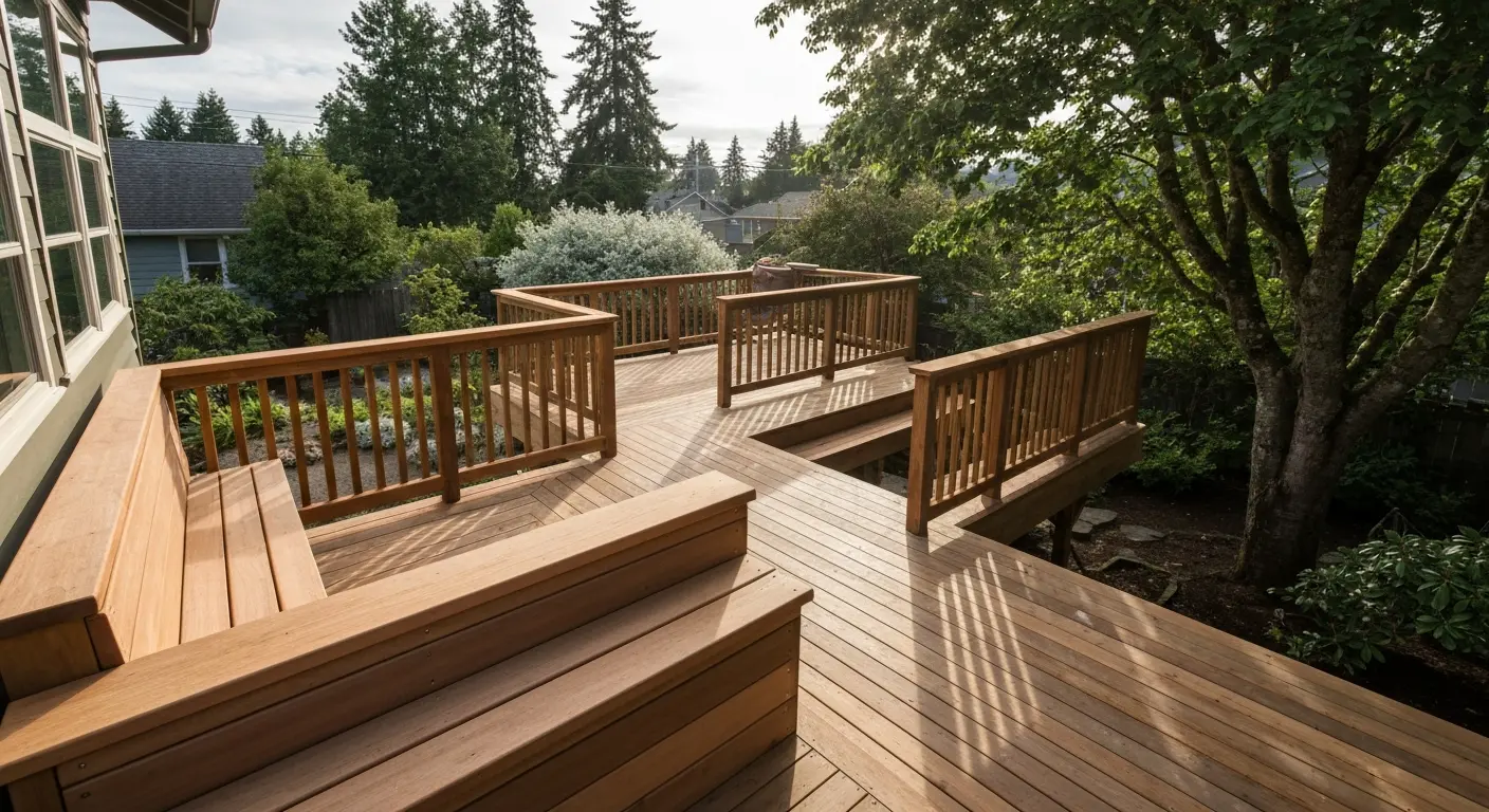 Multi-level deck with built-in seating