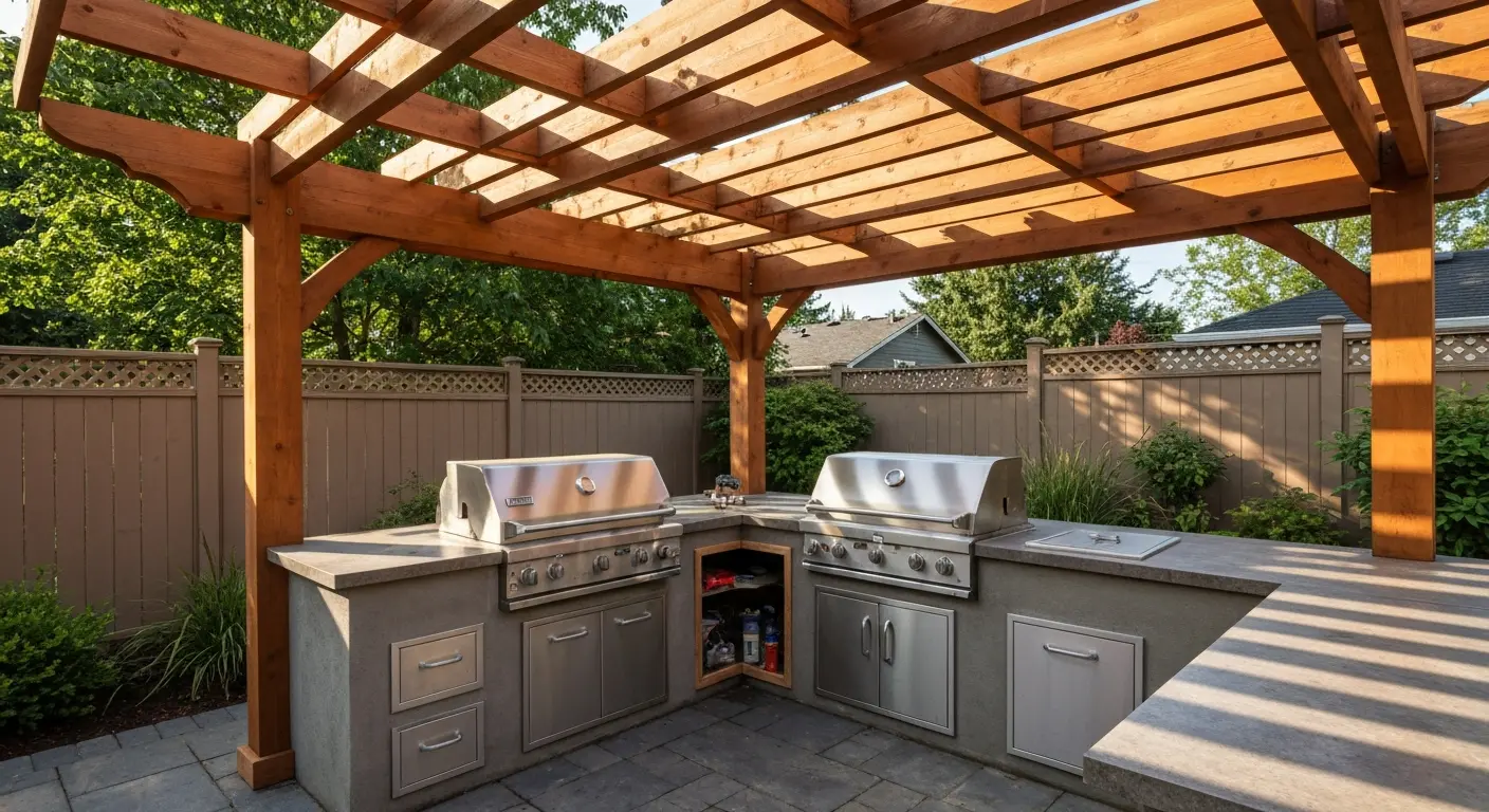 Outdoor kitchen with pergola
