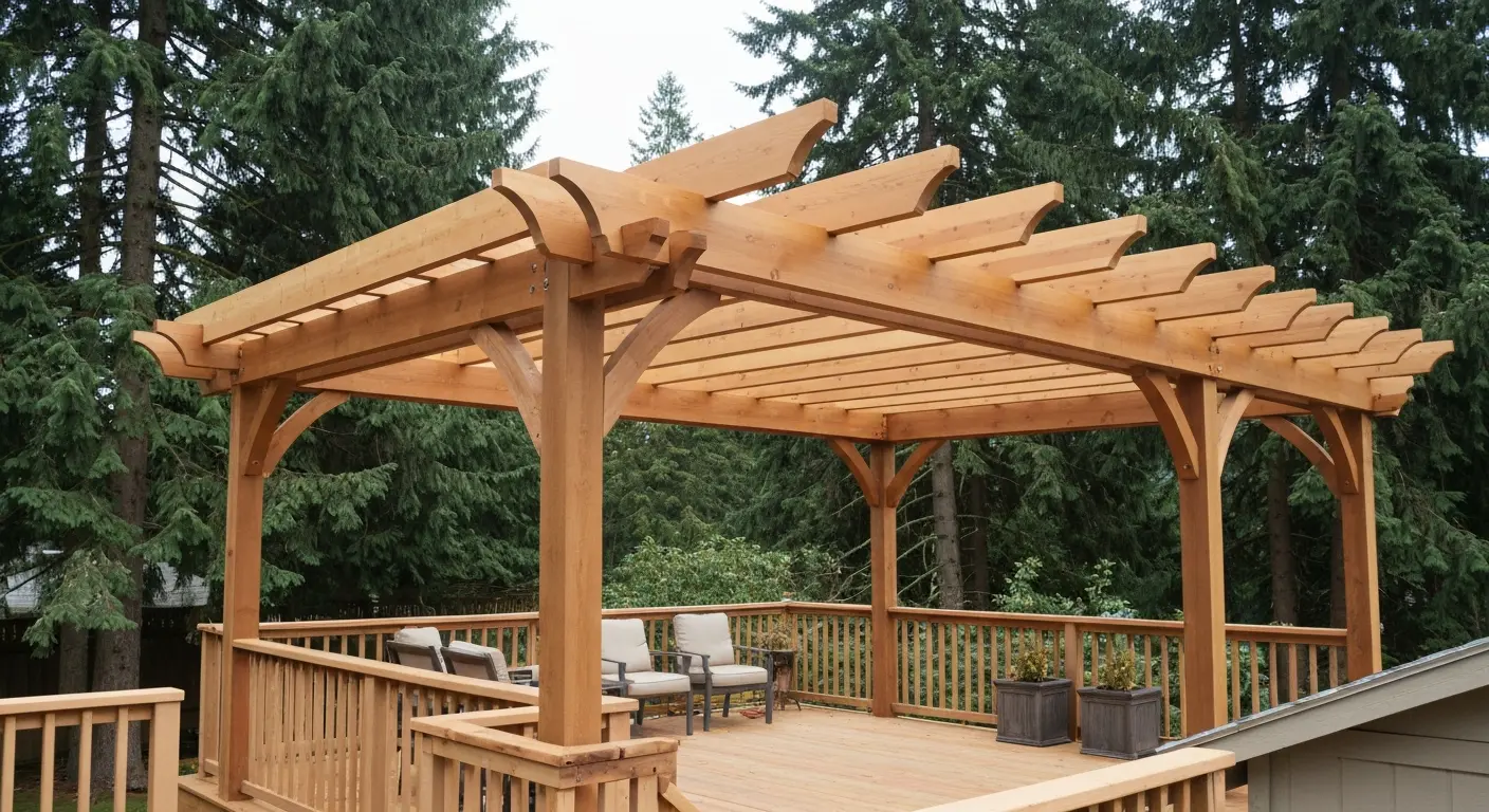 Pergola over backyard deck