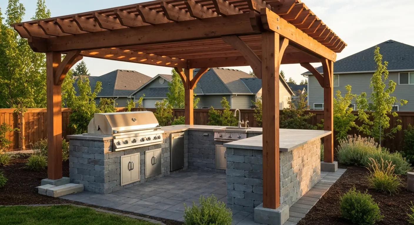 Outdoor kitchen and pergola