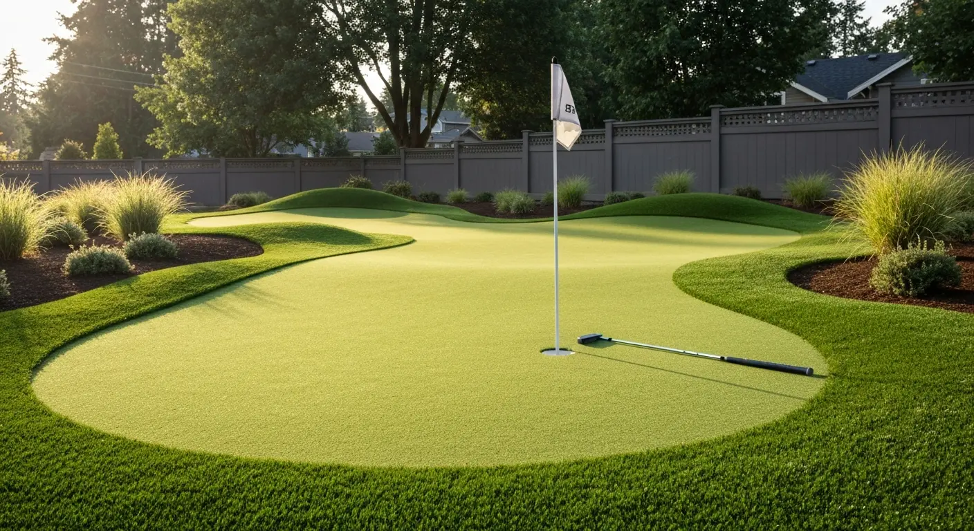 Putting green in Portland backyard