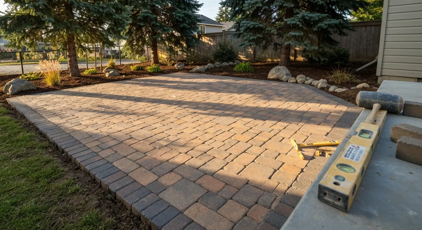 Custom paver patio in Camas yard