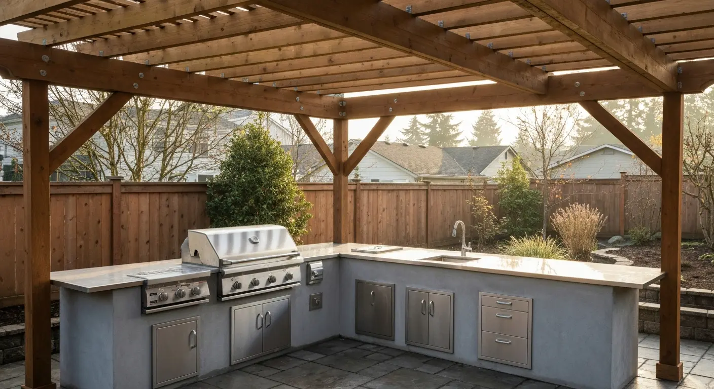 Outdoor kitchen and pergola