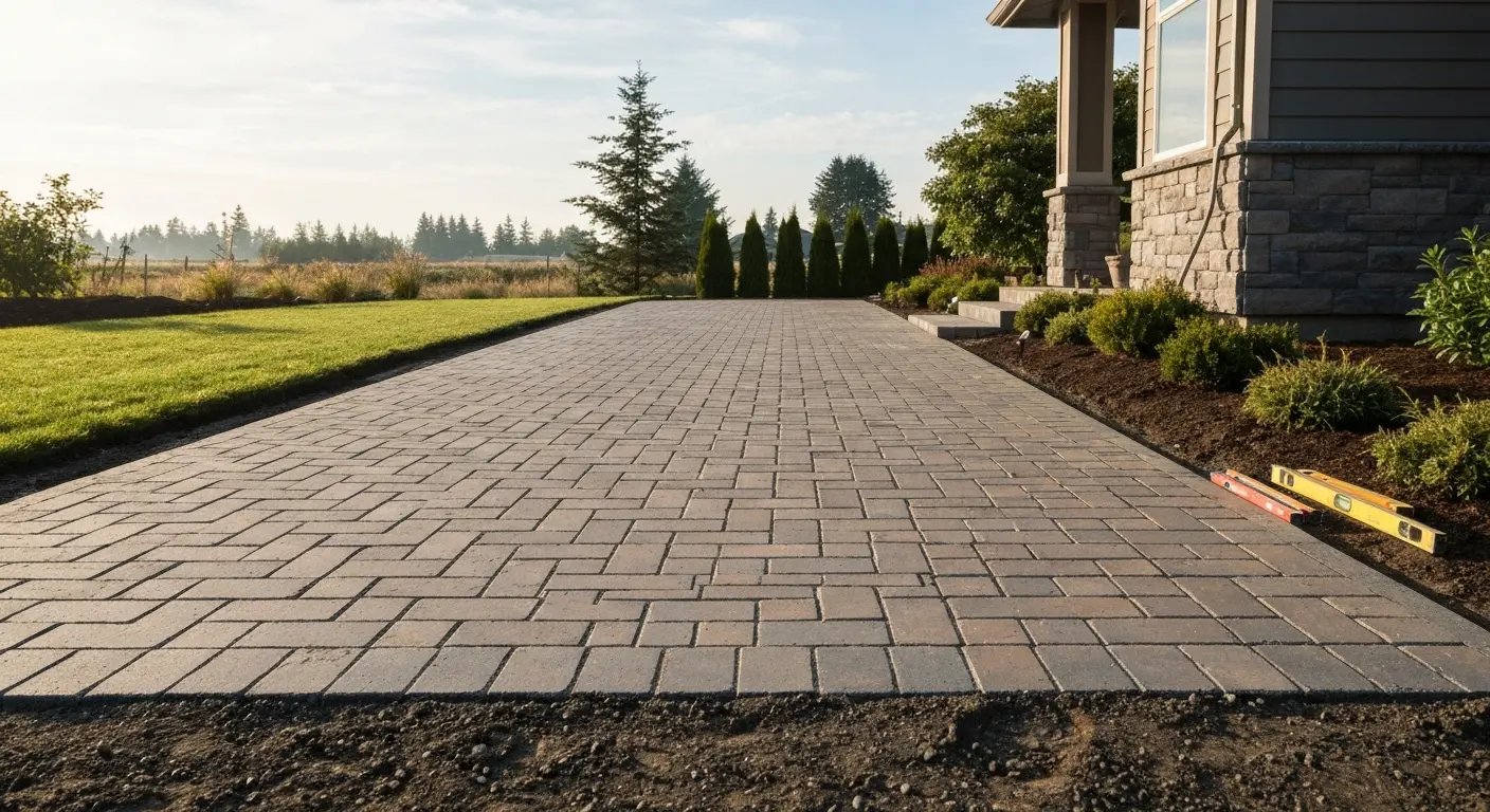 Paver driveway installation