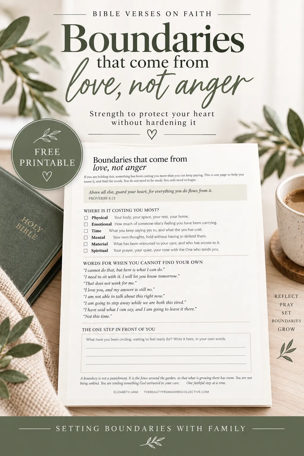 Bible verses on faith pin featuring a Christian boundaries worksheet with Proverbs 4:23, practical boundary-setting prompts, and a free printable for setting boundaries with family. Bible verses on faith pin featuring a Christian boundaries worksheet with Proverbs 4:23, practical boundary-setting prompts, and a free printable for setting boundaries with family.